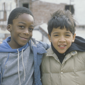 minority. two young black boys in new york